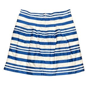 LOFT Blue White Striped Pleated Mini Skirt 6